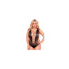 Body noir grande taille résille motifs ouverture avant arrière 